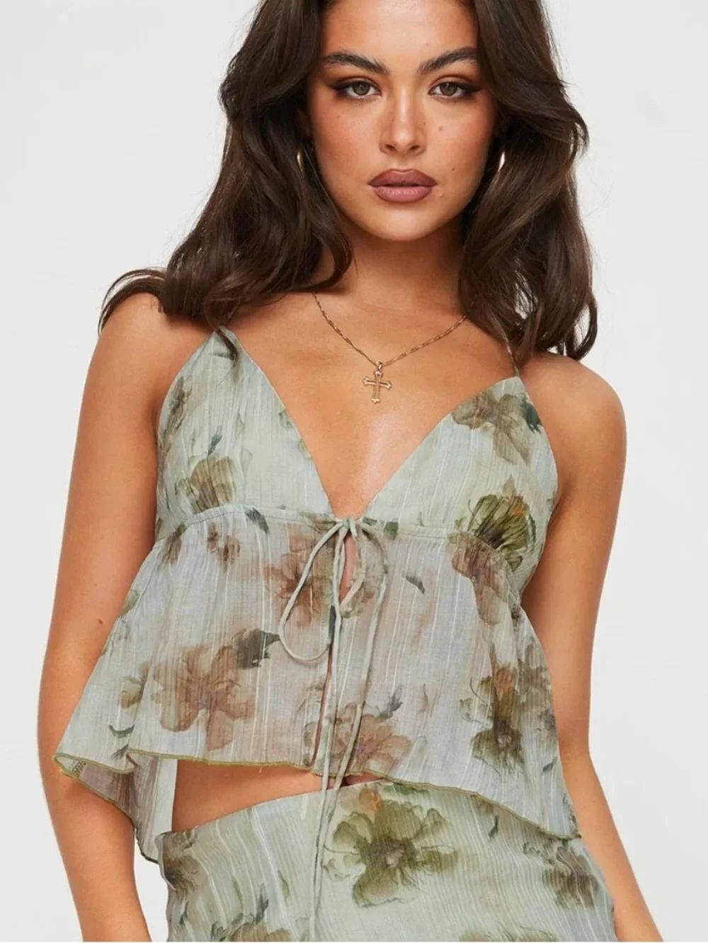 NEW Princess Polly Mauro Green Tie Halter Top Women’s 12